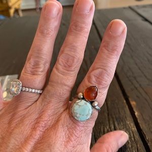 Turquoise and Carnelian Ring